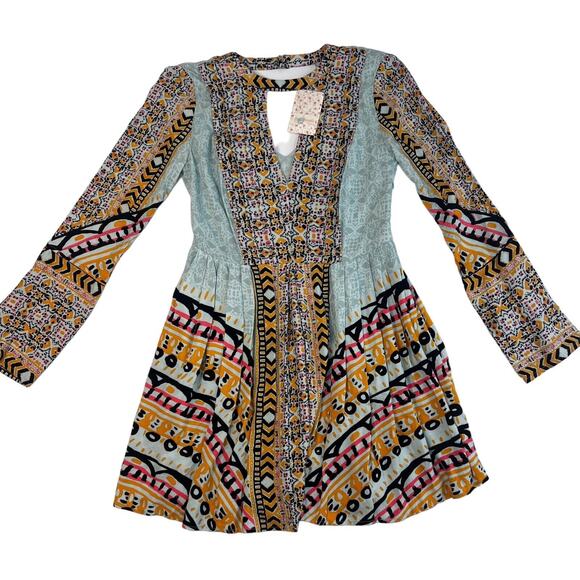 Free People Dresses & Skirts - Free People Tegan Border Mini Dress Hippee Festival Boho Womens Size 0 NWT